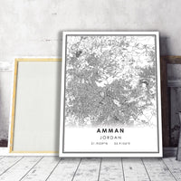 
              Amman, Jordan Modern Style Map Print 
            