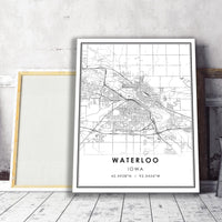 Waterloo, Iowa Modern Map Print 