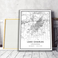 Lake Charles, Louisiana Modern Map Print