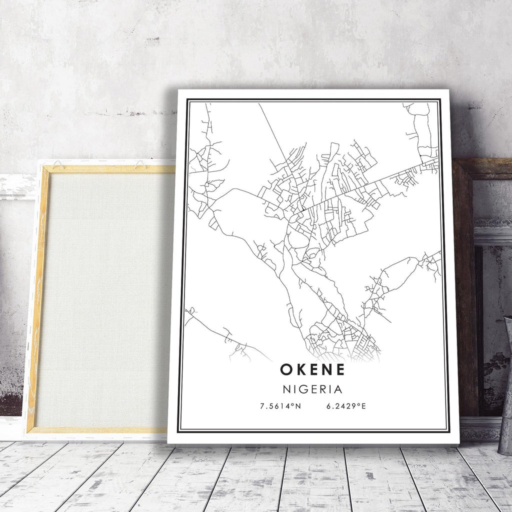 Okene, Nigeria Modern Style Map Print 