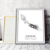
              Curacao, Lesser Antilles Modern Style Map Print 
            