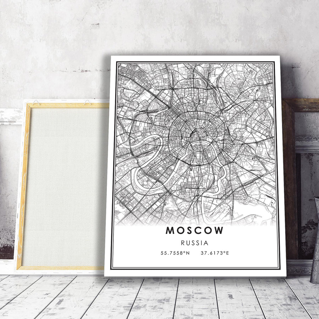 Moscow, Russia Modern Style Map Print 