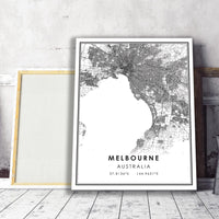 Melbourne, Australia Modern Style Map Print 