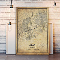 Ajax , Ontario Vintage Style Map Print 