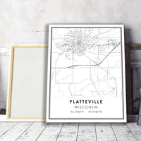 
              Platteville, Wisconsin Modern Map Print 
            