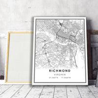 
              Richmond, Virginia Modern Map Print
            