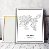 
              Lemnos, Greece Modern Style Map Print 
            