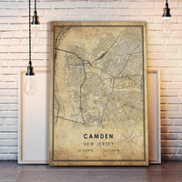 
              Camden, New Jersey Vintage Style Map Print 
            