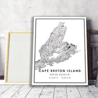 
              Cape Breton Island, Nova Scotia Modern Style Map Print
            