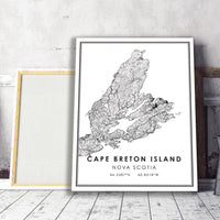 Cape Breton Island, Nova Scotia Modern Style Map Print