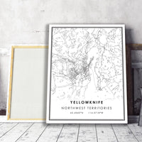 
              Yellowknife, Northwest Territories Modern Style Map Print 
            