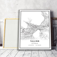 Tallinn, Estonia Modern Style Map Print 