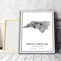 
              North Carolina, United States Modern Style Map Print 
            