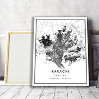 
              Karachi, Pakistan Modern Style Map Print
            