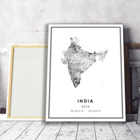 
              India, Asia Modern Style Map Print 
            