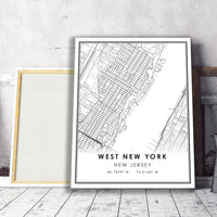 West New York, New Jersey Modern Map Print 