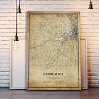 
              Dinwiddie, Virginia Vintage Style Map Print    
            