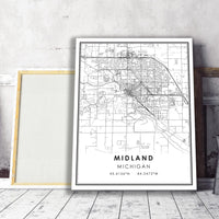 
              Midland, Michigan Modern Map Print 
            