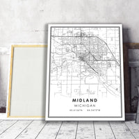 Midland, Michigan Modern Map Print 