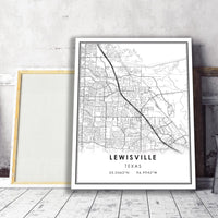 
              Lewisville, Texas Modern Map Print 
            
