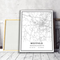 Westfield, Massachusetts Modern Map Print