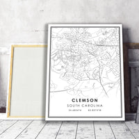 
              Clemson, South Carolina Modern Map Print 
            