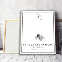 
              Antigua and Barbuda, Caribbean Modern Style Map Print 
            