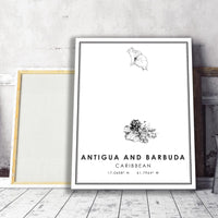 Antigua and Barbuda, Caribbean Modern Style Map Print 