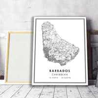 
              Barbados, Caribbean Modern Style Map Print 
            