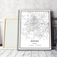 Medina, Ohio Modern Map Print 
