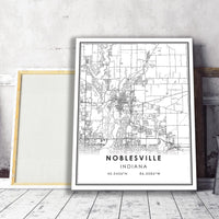 Noblesville, Indiana Modern Map Print 