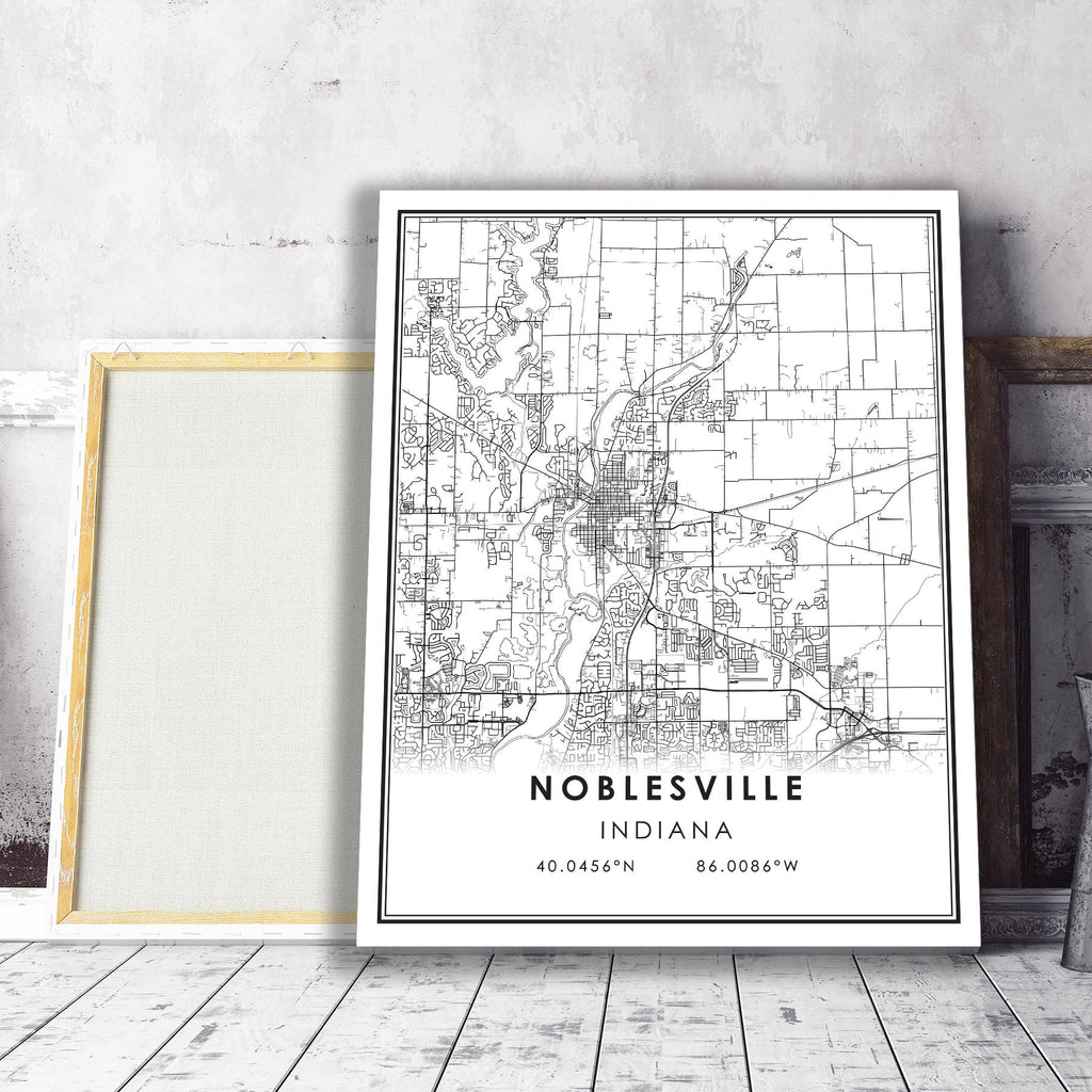 Noblesville, Indiana Modern Map Print 