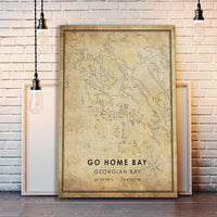 
              Go Home Bay, Georgian Bay Vintage Style Map Print 
            