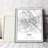 Riga, Latvia Modern Style Map Print