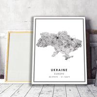 
              Ukraine, Europe Modern Style Map Print 
            