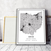 
              Ohio, United States Modern Style Map Print 
            