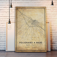 
              Polignano a Mare, Bari, Italy Vintage Style Map Print 
            