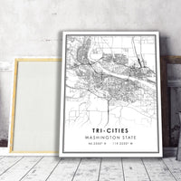 
              Tri-Cities, Washington State Modern Map Print 
            