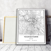 
              Youngstone, Ohio Modern Map Print 
            