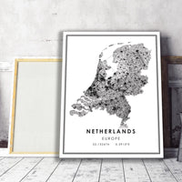
              Netherlands, Europe Modern Style Map Print
            