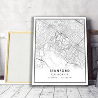 
              Stanford, California Modern Map Print 
            