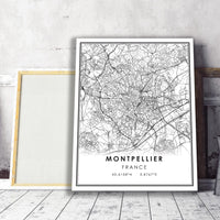 
              Montpellier, France Modern Style Map Print
            