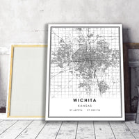 Wichita, Kansas Modern Map Print 