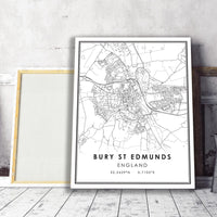 
              Bury St Edmunds, England Modern Style Map Print 
            