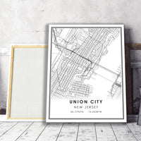 
              Union City, New Jersey Modern Map Print 
            