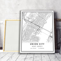 Union City, New Jersey Modern Map Print 