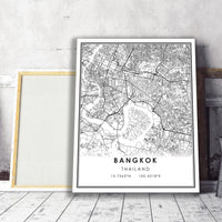 
              Bangkok, Thailand Modern Style Map Print 
            