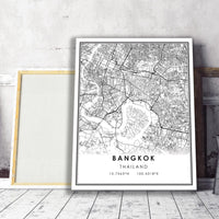 Bangkok, Thailand Modern Style Map Print 