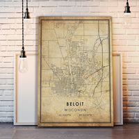 
              Beloit, Wisconsin Vintage Style Map Print 
            