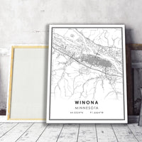 
              Winona, Minnesota Modern Map Print 
            